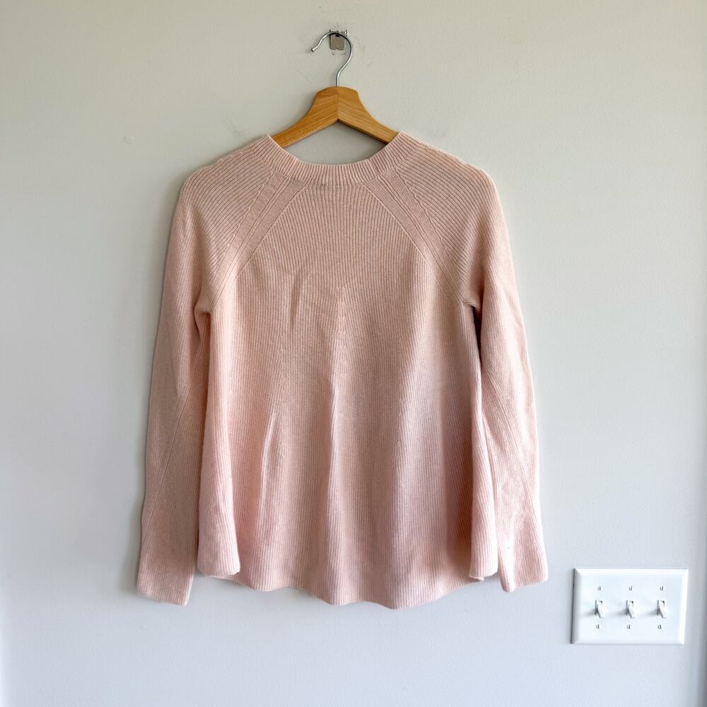 Vince Cashmere Directional Ribbed Crew Neck Stretch Pullover Sweater Rosewater S - Picture 3 of 8